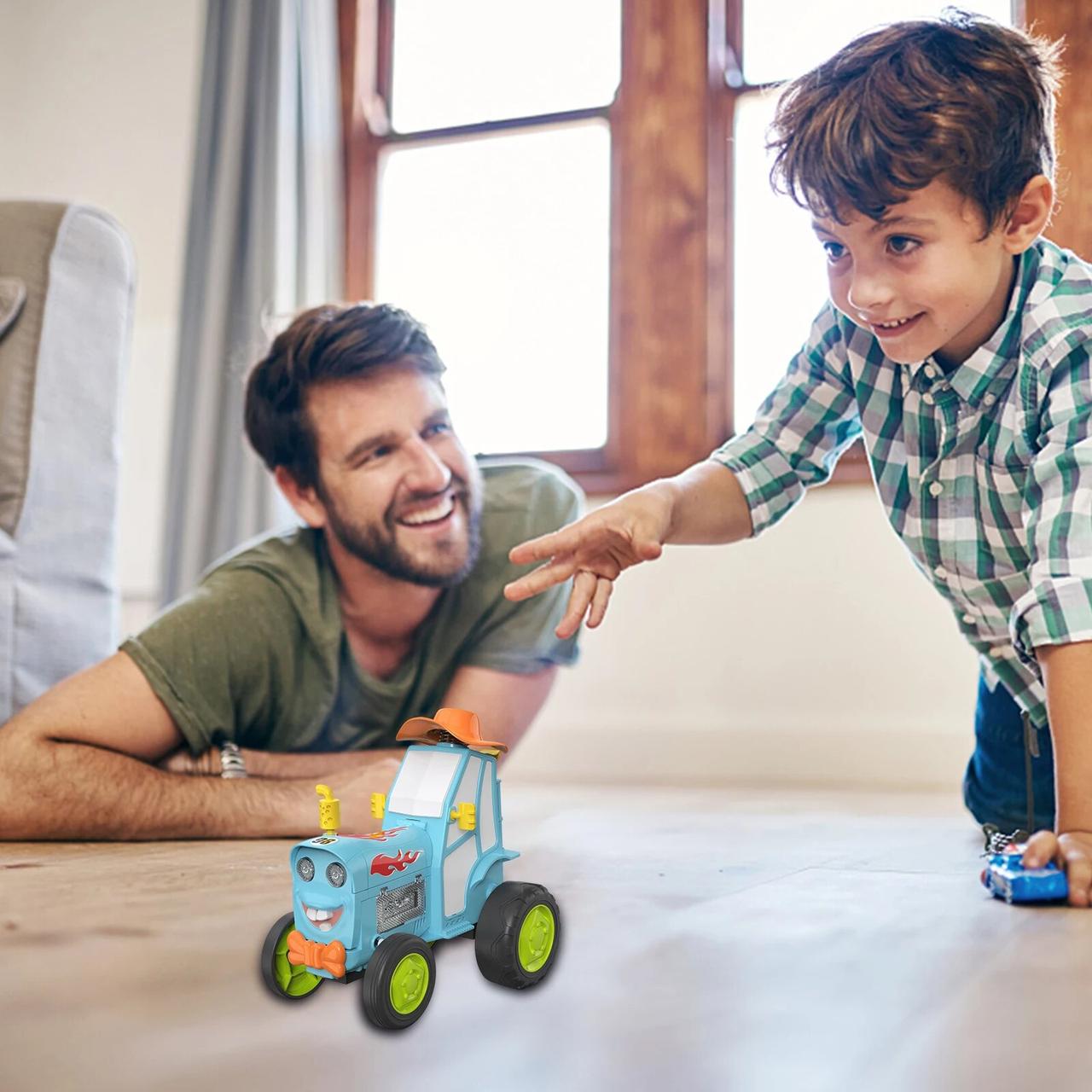 Трактор на радіокеруванні танцюючий стрибаючий зі звуковими ефектами "Crazy Jumping Car" блакитний