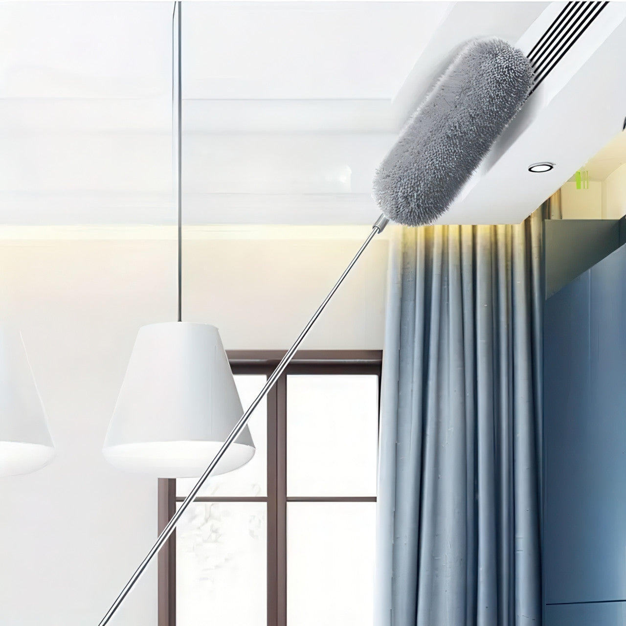 Щітка для пилу з телескопічною ручкою 2,5 метра - антистатична щітка для прибирання високих і важкодоступних місць