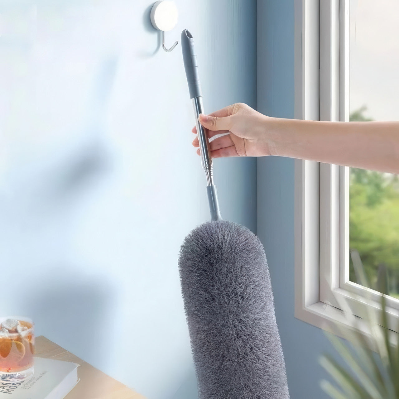Щітка для пилу з телескопічною ручкою 2,5 метра - антистатична щітка для прибирання високих і важкодоступних місць