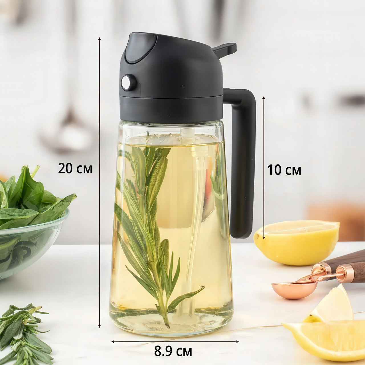 Диспенсер дозатор з розпилювачем для олії, оцту та соусів (600 мл)