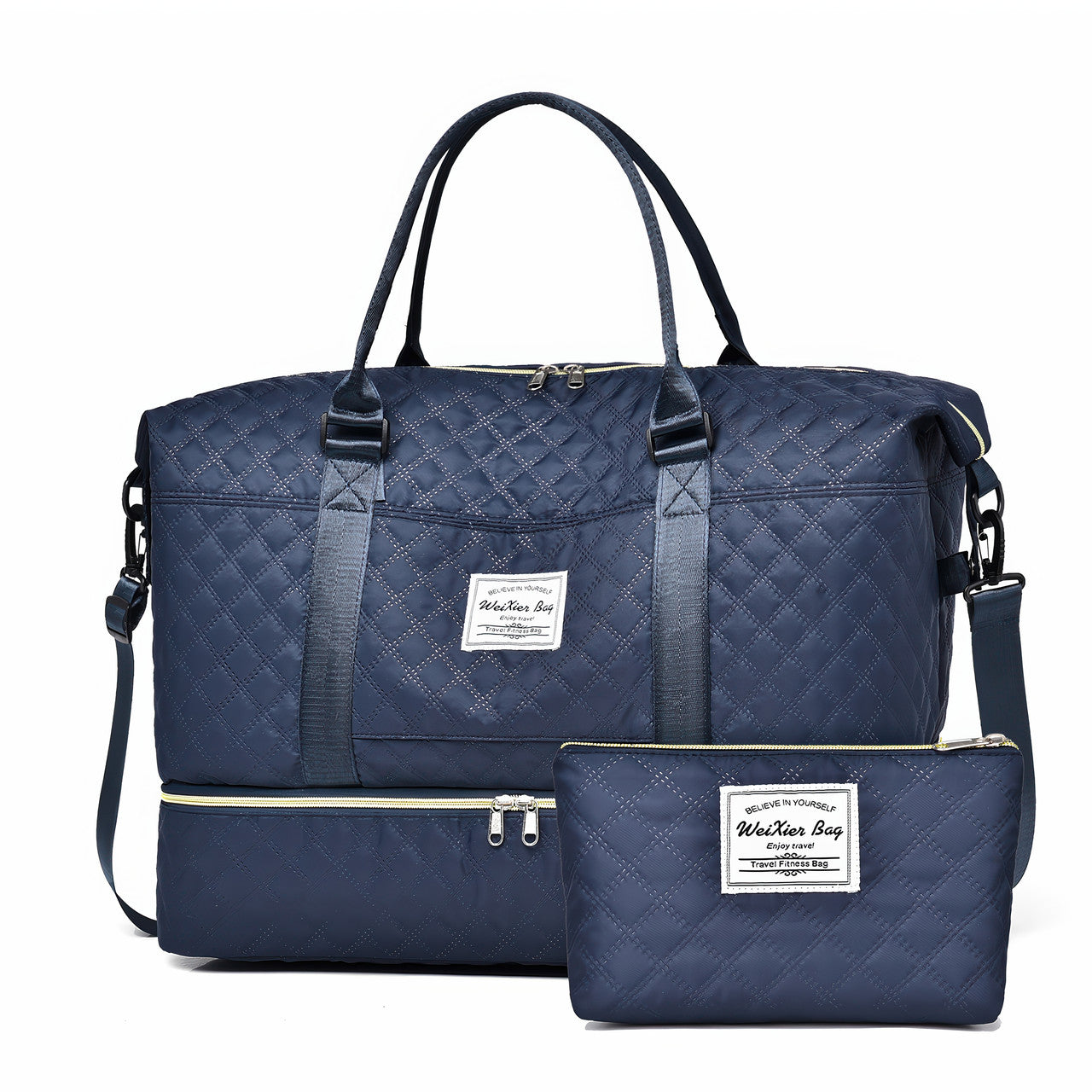 Дорожня сумка з відділенням для взуття та косметичкою, 50×24×36 см, водонепроникна, чорна