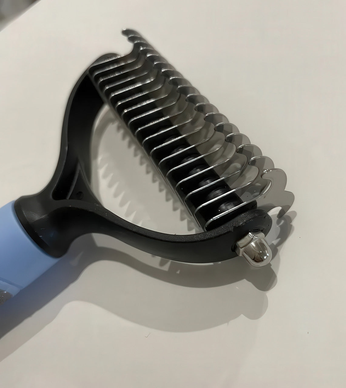 Щітка для шерсті ковтуноріз і дешеддер 2 в 1 для котів і собак, двосторонній гребінець, блакитний