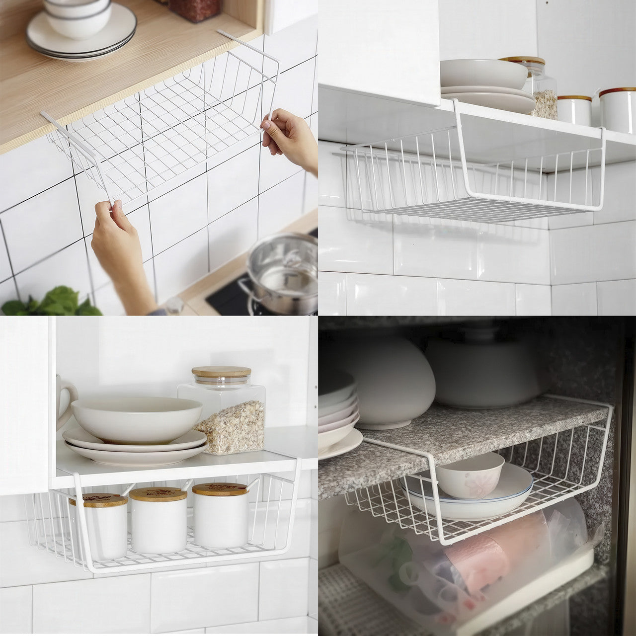 Підвісний металевий кошик-органайзер для зберігання речей 37×26×11 см, білий