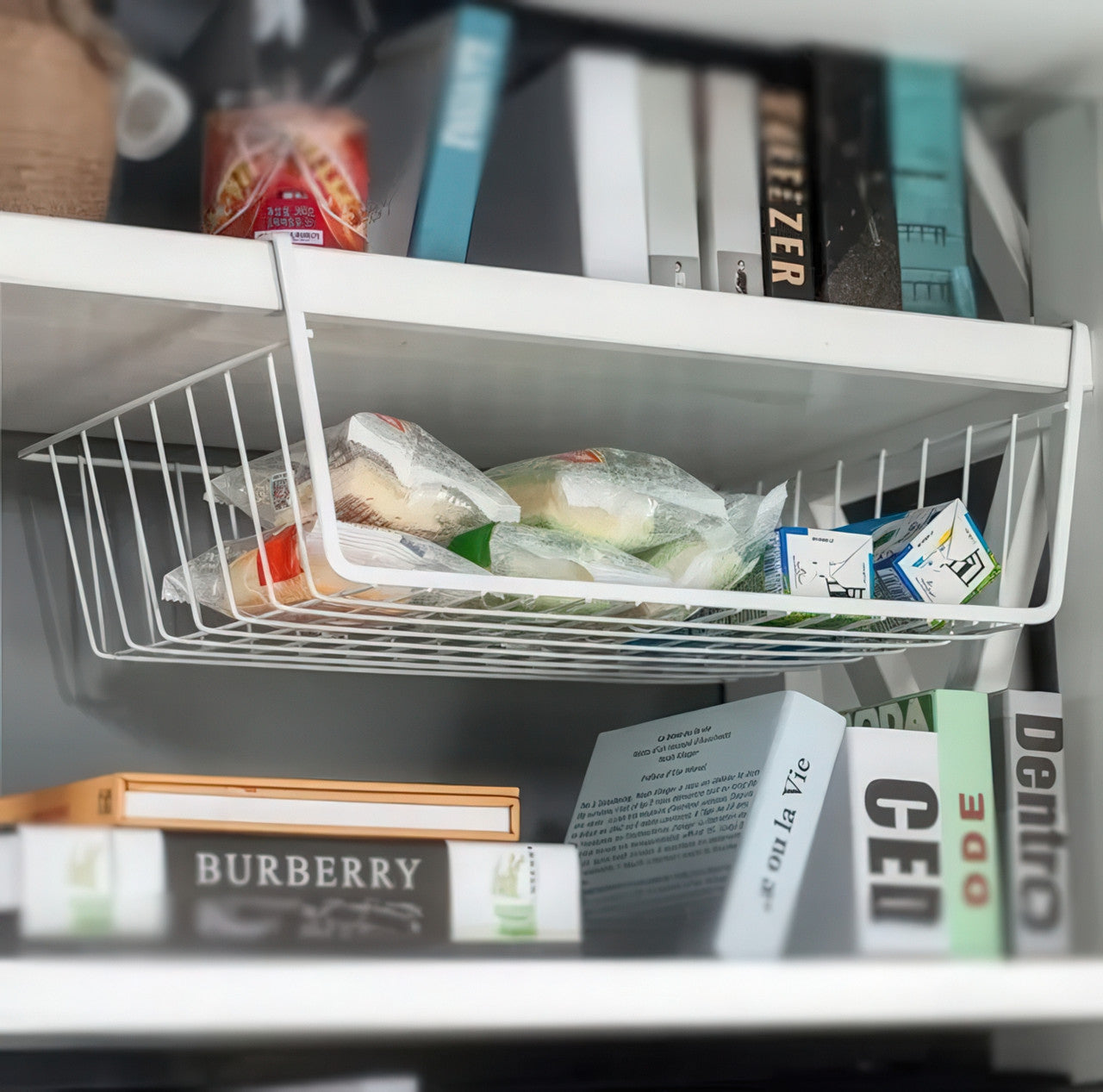 Підвісний металевий кошик-органайзер для зберігання речей 37×26×11 см, білий