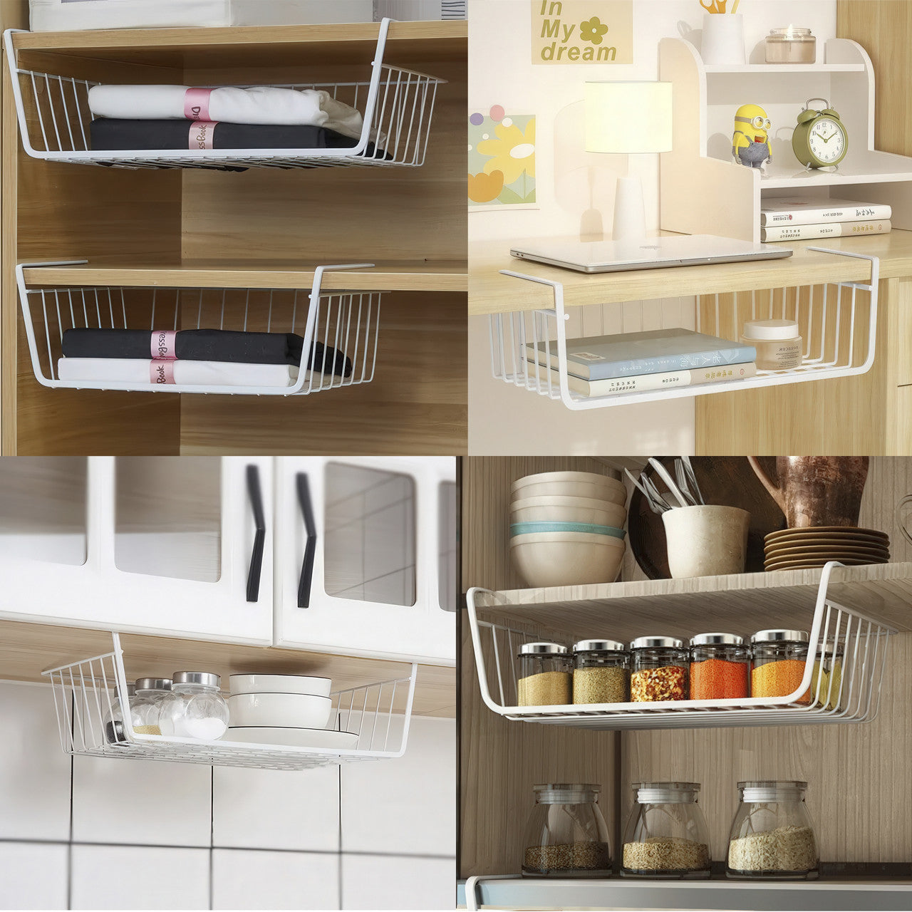 Підвісний металевий кошик-органайзер для зберігання речей 37×26×11 см, білий