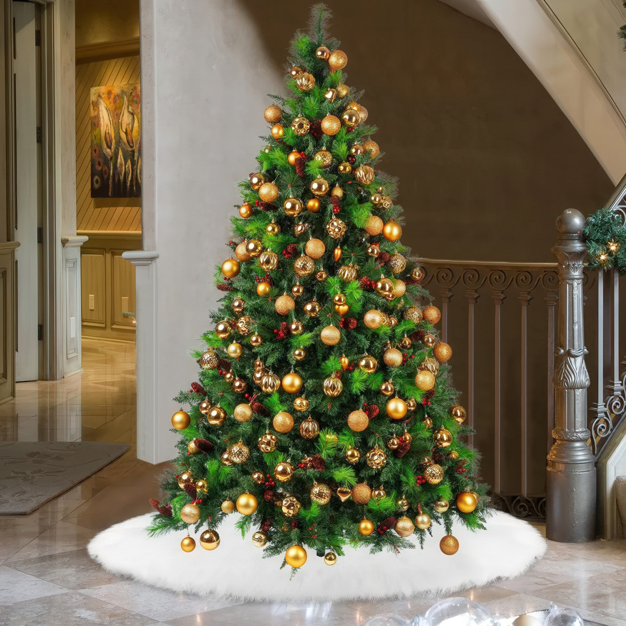 Килимок (спідниця) під ялинку хутряний круглий 78 см білий