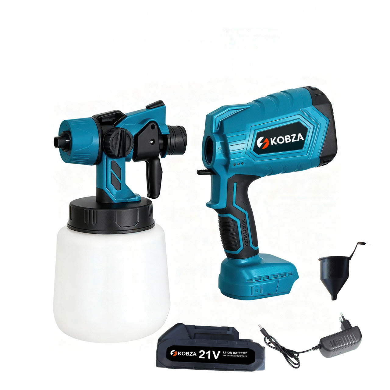 Фарбопульт акумуляторний KOBZA 21V з баком 1000 мл і регулюванням розпилу